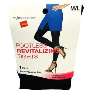 Hanes Stylessentials Footless Revitalizing Tights 1 Pair Super Opaque Leg M/L